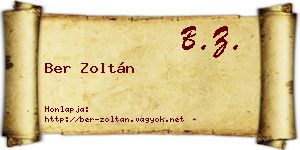 Ber Zoltán névjegykártya
